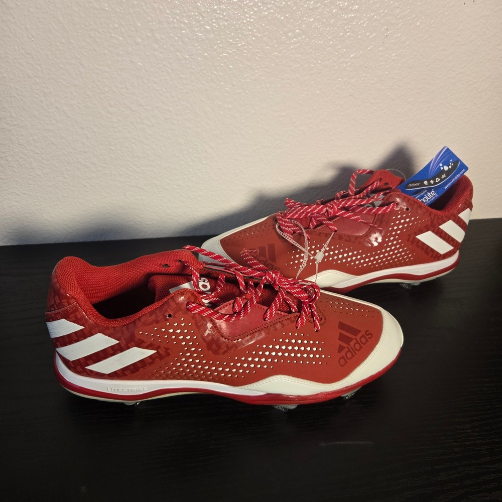 Adidas Afterburner 3 Baseball Cleats Mens 13 Red White Metal Q16486 Low Top